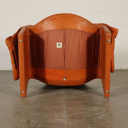 Pair of Armchairs for Saporiti Leather Vintage Italy 1980s