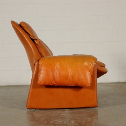 Pair of Armchairs for Saporiti Leather Vintage Italy 1980s