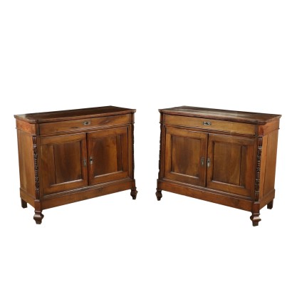 Pair of Walnut Cupboards Umbertino Italy 19th Century