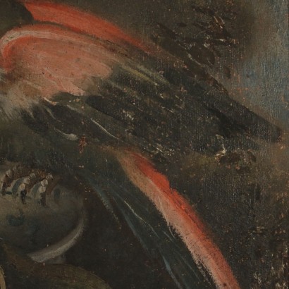 Still Life with Flowers and Parrot Oil Painting Early 1700s
