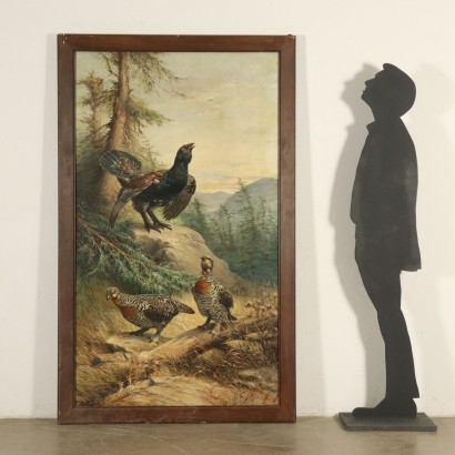 Le Grand Tétras F Wagner Huile sur Toile Début '900