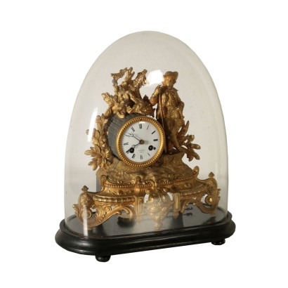 Table Clock within Glass Case Paris France Late 1800s