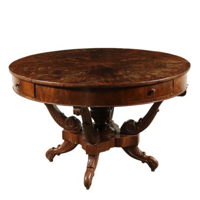 Table Ronce d'Acajou Fabriqué en Italie Moitié '800