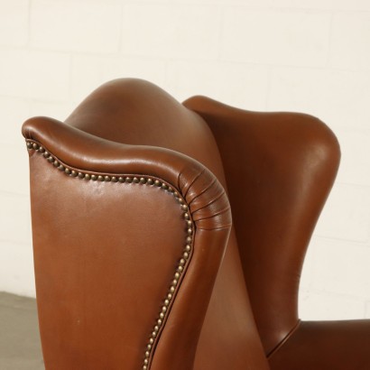 Fauteuils Bergère Cuir Bois Italie Moitié '900