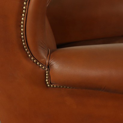 Fauteuils Bergère Cuir Bois Italie Moitié '900