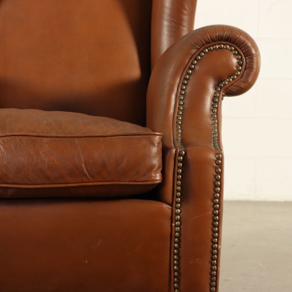 Fauteuils Bergère Cuir Bois Italie Moitié '900