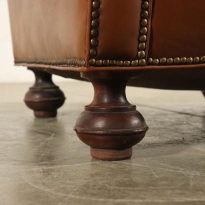 Fauteuils Bergère Cuir Bois Italie Moitié '900