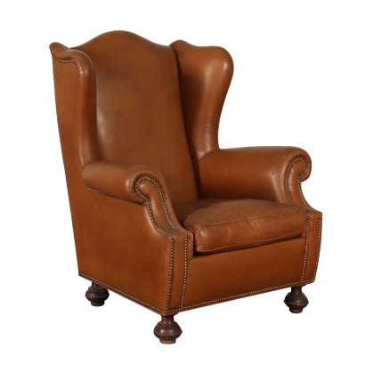 Fauteuils Bergère Cuir Bois Italie Moitié '900