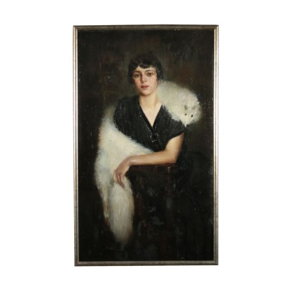 Portrait of Young Woman Oil Painting Early 1900s