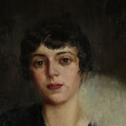 Portrait of Young Woman Oil Painting Early 1900s