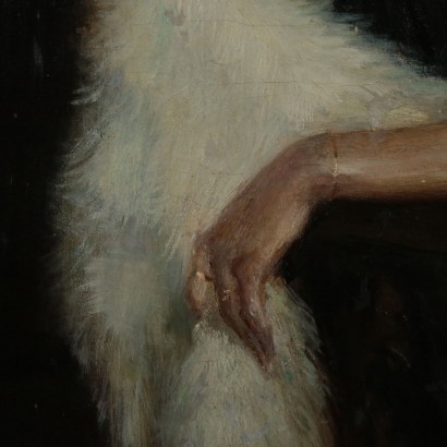 Portrait of Young Woman Oil Painting Early 1900s