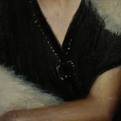 Portrait of Young Woman Oil Painting Early 1900s