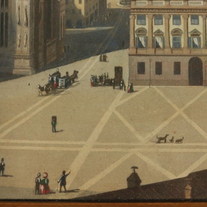 Glimpse of Milan Piazza Duomo Printing 19th Century