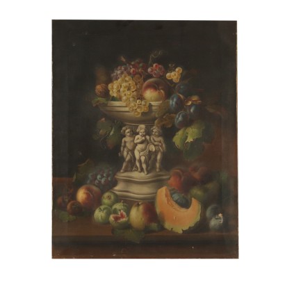 Still Life with Fruit Bowl Oil Painting 19th Century