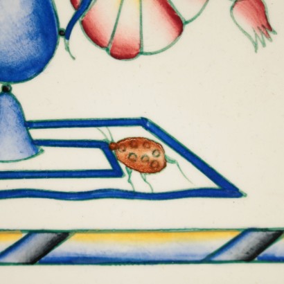 Tile within Frame by Gio Ponti for Richard Ginori Vintage Italy 1930s