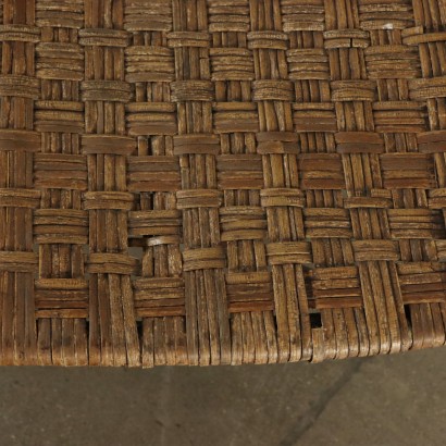 Small Bench Iron Wicker Rattan Vintage Italy 1950s