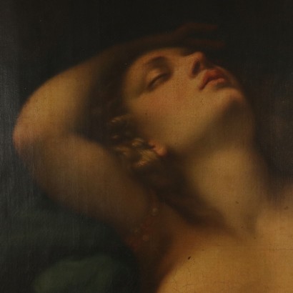 Vénus et Amour épiés par un Satyre Huile sur Toile '700