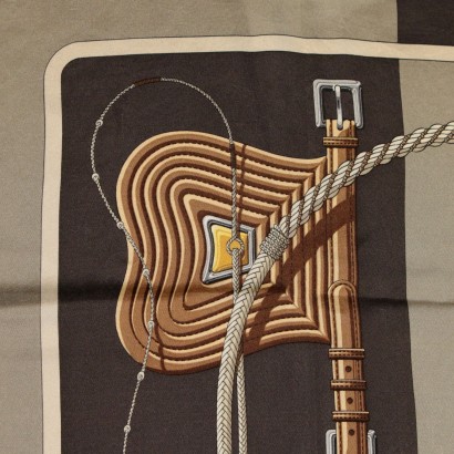 Vintage Hermes Brown Silk Scarf