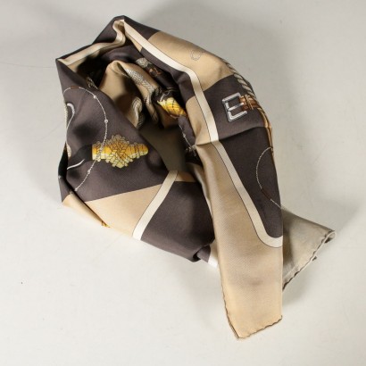 Vintage Hermes Brown Silk Scarf