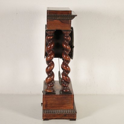 Antique Portico Clock Rosewood Slabs 19th Century