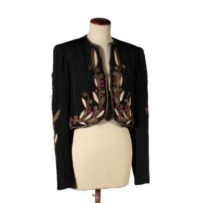 Bolero Vintage Krepp Seide mit Applikationen