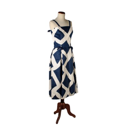 Kleid Vintage blau und weiß