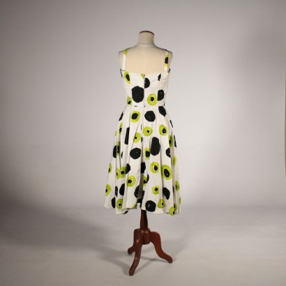 Vestido de cóctel Vintage de los años 50 de color Blanco con Estampados-especialmente