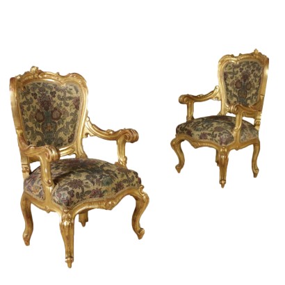 Coppia di Poltrone Dorate XIX Secolo