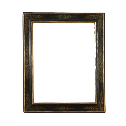 Frame with Ornaments Black Lacquer Italy 18th Century