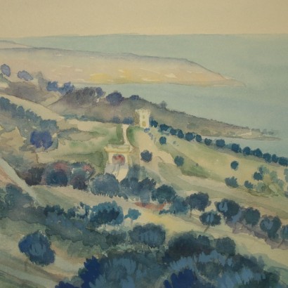 Watercolor by Carlo d'Aloisio da Vasto 20th Century