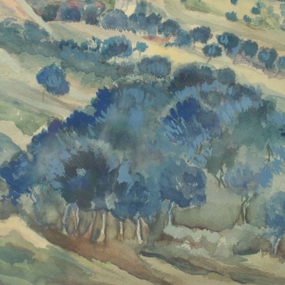 Watercolor by Carlo d'Aloisio da Vasto 20th Century