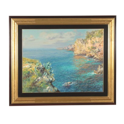 Marine Landscape by Carlo Perindani Capri Painting 20th Century