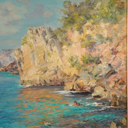 Marine Landscape by Carlo Perindani Capri Painting 20th Century