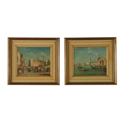 Coppia di capricci veneziani di E. Zeno