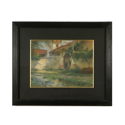 Landschaft Gemälde von Romolo Ubertalli 19. Jahrhundert