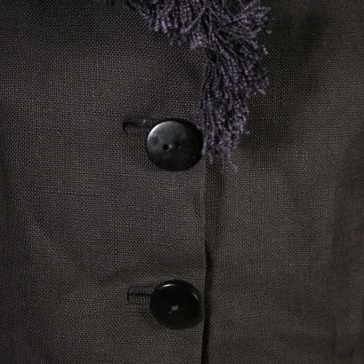 Veste Noire Vintage à Franges Années 60