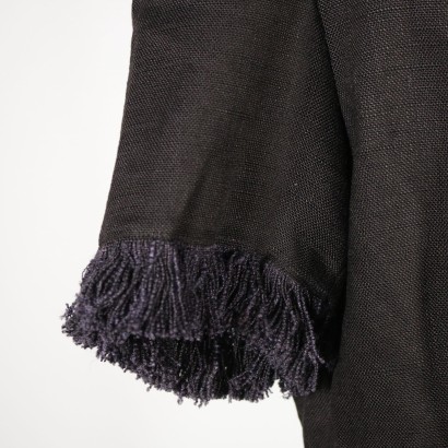 Veste Noire Vintage à Franges Années 60