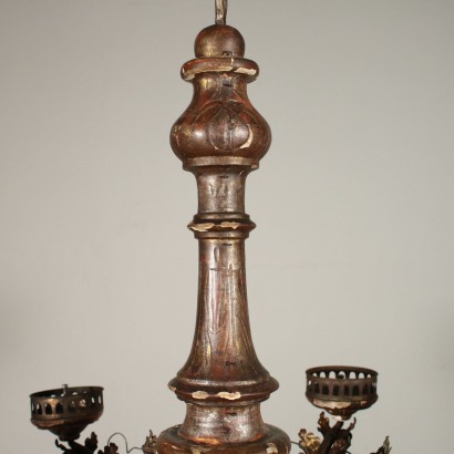 Lampadario in Legno e Ferro