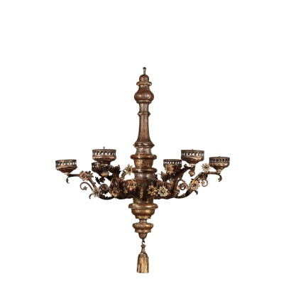 Lampadario in Legno e Ferro