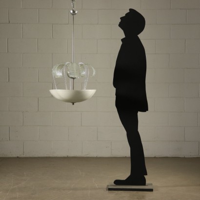 Ceiling Light Glass Crystal Vintage Italy 1940s-1950s