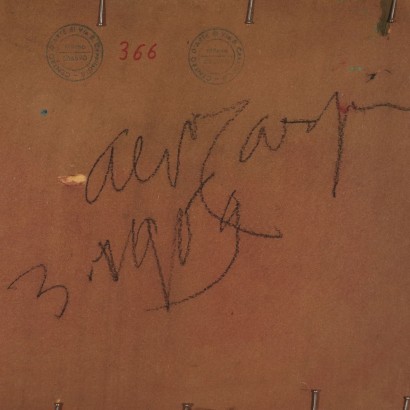 Landscape Painting with Figures by Aldo Carpi Knights 1969