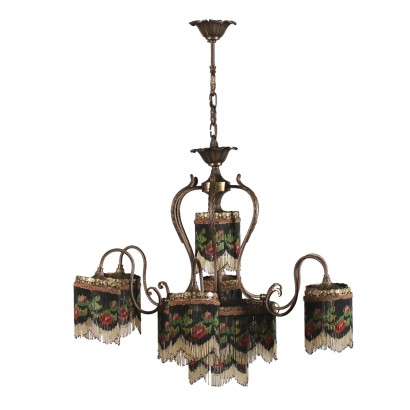 Lustre à six Bras Verre polychrome Italie Première moitié '900