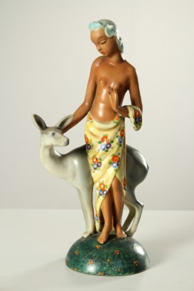 ceramica, preciosa, ceramica preciosa, 40s / 50s, mujer y cervatillo