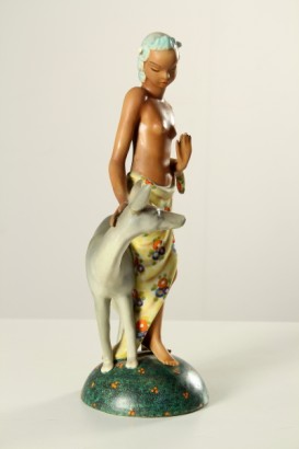 ceramica, preciosa, ceramica preciosa, 40s / 50s, mujer y cervatillo