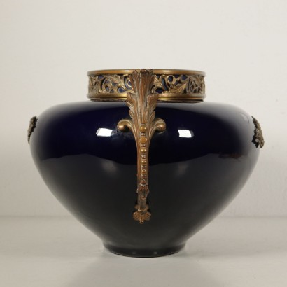 Vase à deux Anses Céramique Bronze Italie Fin '800-Début '900