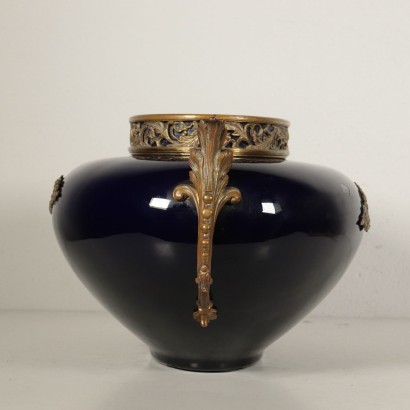 Vase à deux Anses Céramique Bronze Italie Fin '800-Début '900
