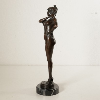 Sculpture Bronze Marbre noir Signature de l'Artiste '900
