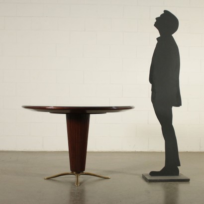 Table Tonelli et Broggi Placage d'Acajou Verre Laiton Italie Années 50