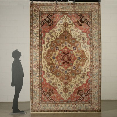 Tapis Tabriz Cotone Laine Fabrication manuelle Iran Années 80