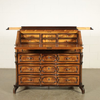 Commode Scriban Style lombard Placage Noyer Italie '900